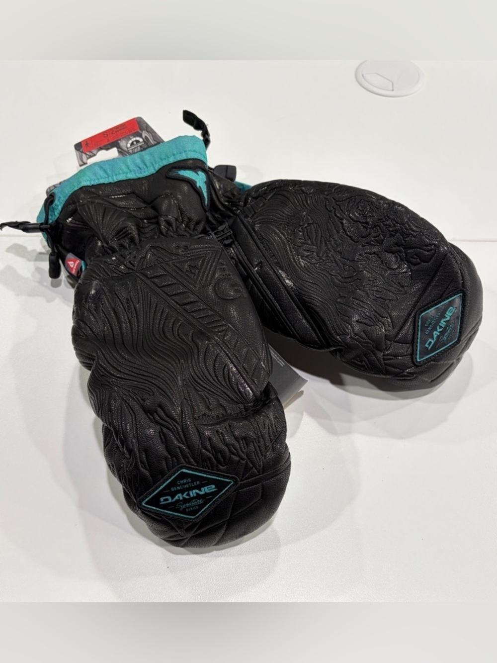 DaKine Men's Small Team Voyager PrimaLoft® Ski Mittens Leather NWT Black Teal